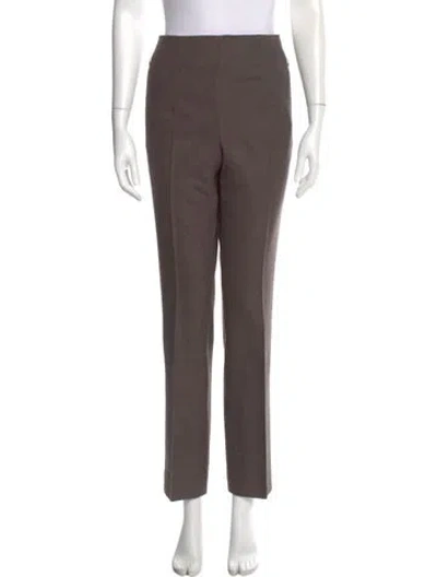 Pre-owned Akris Wool Straight Leg Pants In Brown