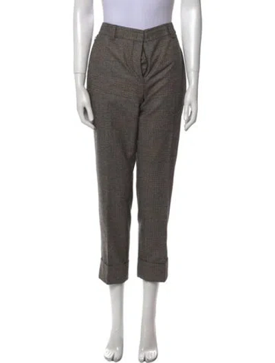 Pre-owned Akris Wool Straight Leg Pants In Brown