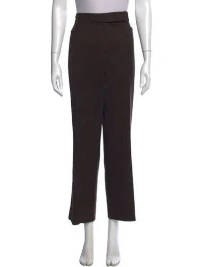 Pre-owned Akris Wool Straight Leg Pants In Brown