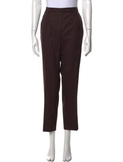 Pre-owned Akris Wool Straight Leg Pants In Brown