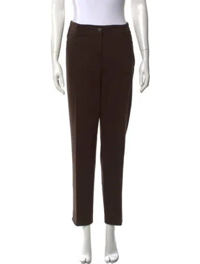 Pre-owned Akris Wool Straight Leg Pants In Brown