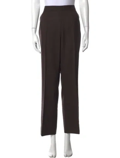 Pre-owned Akris Wool Straight Leg Pants In Brown