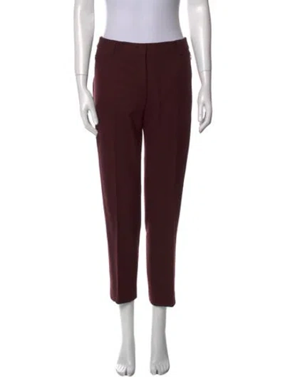 Pre-owned Akris Wool Straight Leg Pants In Burgundy