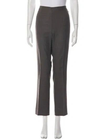 Pre-owned Akris Wool Straight Leg Pants In Green