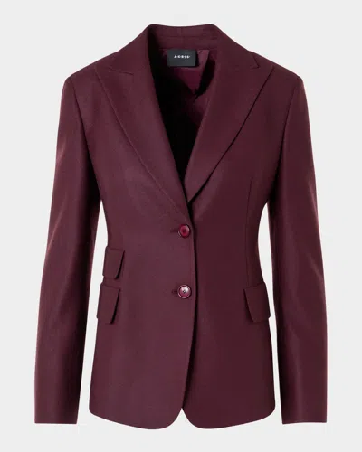 Akris Wool Stretch Fitted Sport Jacket In Merlot Red