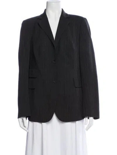 Pre-owned Akris Wool Striped Blazer In Black