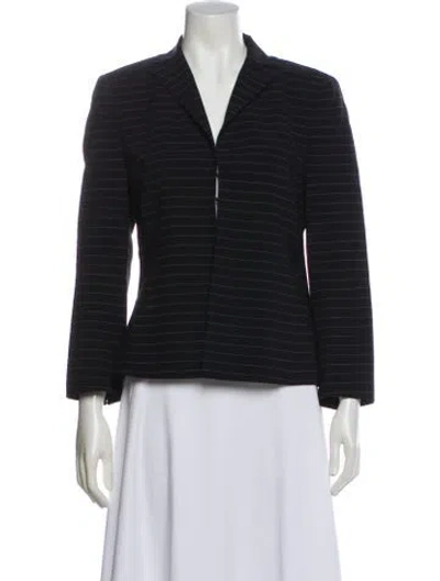 Pre-owned Akris Wool Striped Blazer In Blue