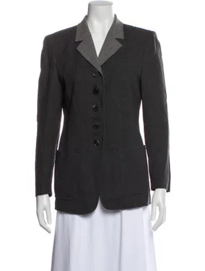 Pre-owned Akris Wool Striped Blazer In Blue