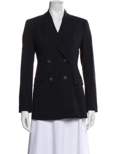 Pre-owned Akris Wool Striped Blazer In Blue
