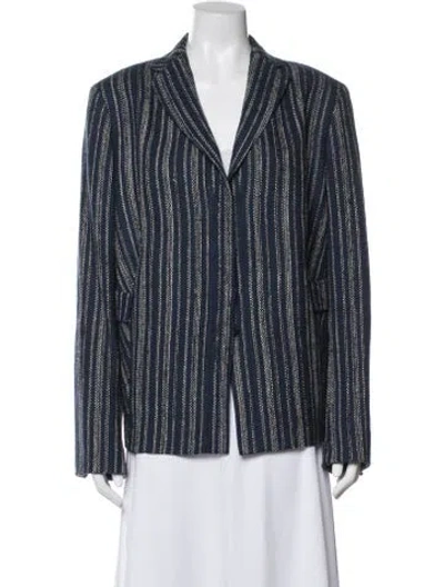 Pre-owned Akris Wool Striped Blazer In Blue