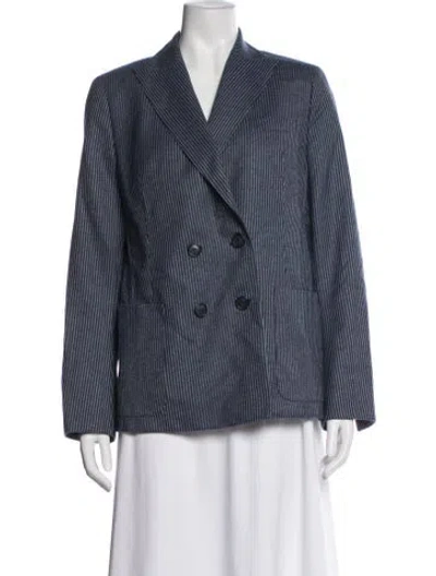 Pre-owned Akris Wool Striped Blazer In Blue