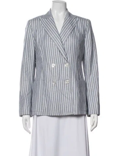 Pre-owned Akris Wool Striped Blazer In Blue