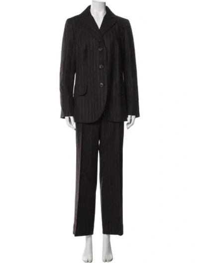 Pre-owned Akris Wool Striped Pantsuit In Black