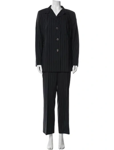 Pre-owned Akris Wool Striped Pantsuit In Black/blue