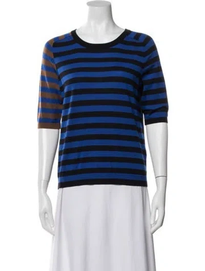 Pre-owned Akris Wool Striped Sweater In Blue