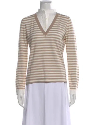Pre-owned Akris Wool Striped Sweater In Neutral