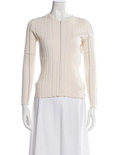 Pre-owned Akris Wool Striped Top In White