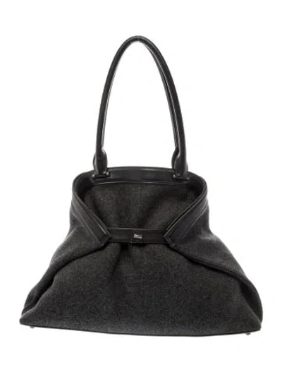 Pre-owned Akris Wool Top Handle Bag In Black