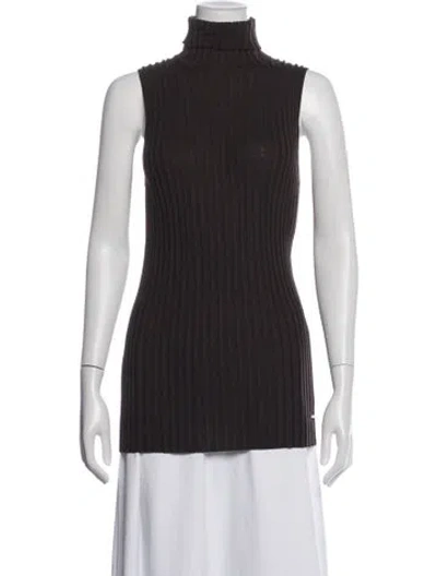 Pre-owned Akris Wool Turtleneck Top In Brown