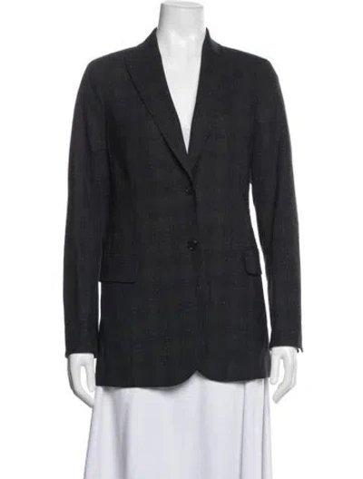 Pre-owned Akris Wool Tweed Pattern Blazer In Blue