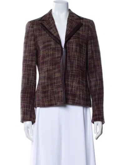 Pre-owned Akris Wool Tweed Pattern Blazer In Brown