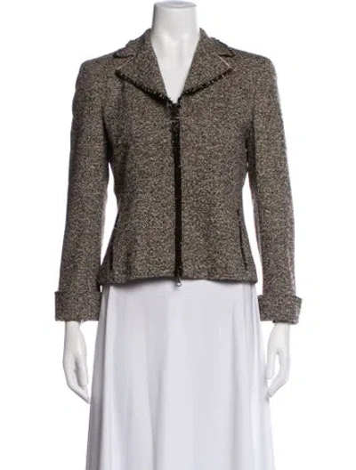 Pre-owned Akris Wool Tweed Pattern Blazer In Brown