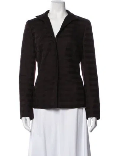 Pre-owned Akris Wool Tweed Pattern Blazer In Brown