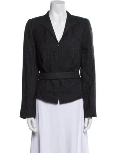Pre-owned Akris Wool Tweed Pattern Blazer In Gray