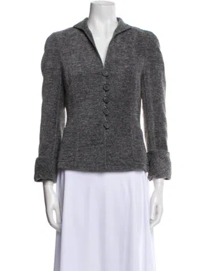 Pre-owned Akris Wool Tweed Pattern Blazer In Gray