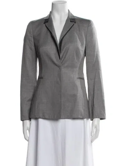 Pre-owned Akris Wool Tweed Pattern Blazer In Gray