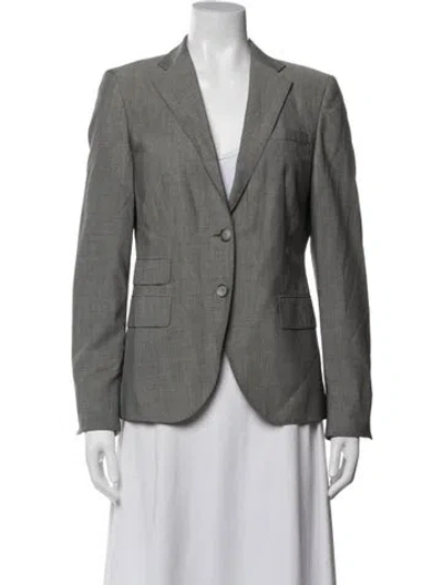 Pre-owned Akris Wool Tweed Pattern Blazer In Grey