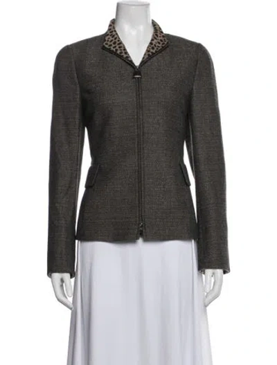 Pre-owned Akris Wool Tweed Pattern Blazer In Multi