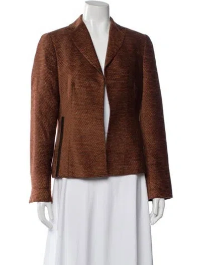 Pre-owned Akris Wool Tweed Pattern Blazer In Orange