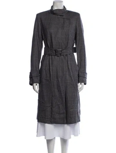 Pre-owned Akris Wool Tweed Pattern Coat In Grey
