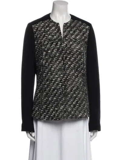 Pre-owned Akris Wool Tweed Pattern Evening Jacket In Black
