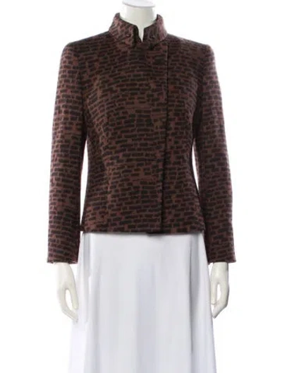 Pre-owned Akris Wool Tweed Pattern Evening Jacket In Brown