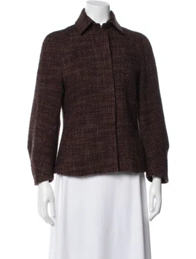 Pre-owned Akris Wool Tweed Pattern Evening Jacket In Brown