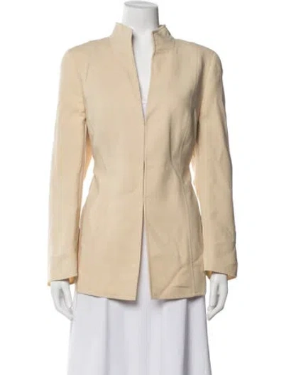Pre-owned Akris Wool Tweed Pattern Evening Jacket In Yellow