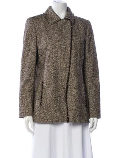 Pre-owned Akris Wool Tweed Pattern Jacket In Brown