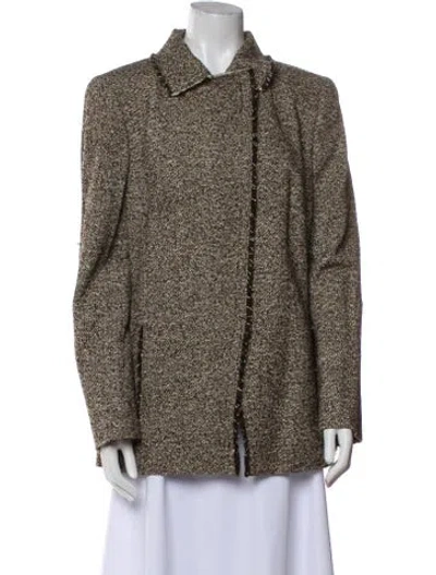 Pre-owned Akris Wool Tweed Pattern Jacket In Brown