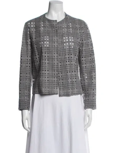Pre-owned Akris Wool Tweed Pattern Jacket In Grey