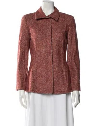 Pre-owned Akris Wool Tweed Pattern Jacket In Pink