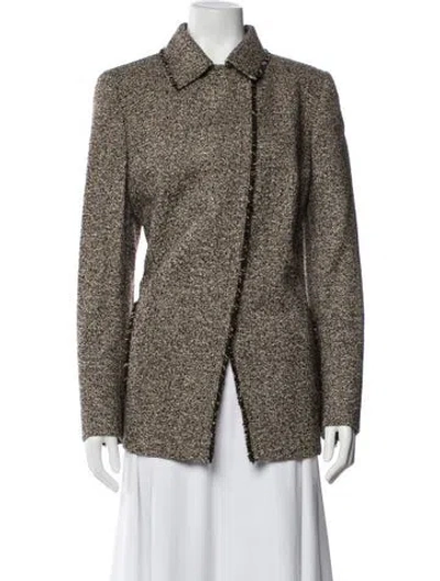 Pre-owned Akris Wool Tweed Pattern Jacket W/ Tags In Brown