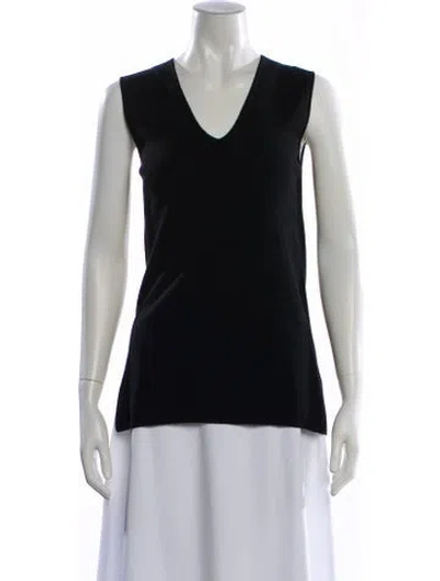 Pre-owned Akris Wool V-neck Sweater In Black