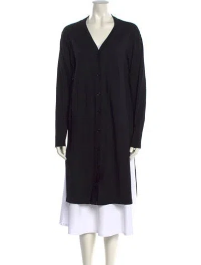 Pre-owned Akris Wool V-neck Sweater In Black