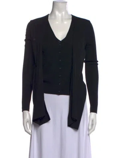 Pre-owned Akris Wool V-neck Sweater In Black