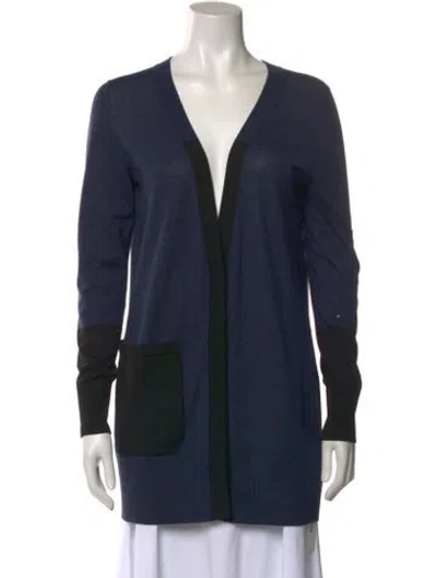 Pre-owned Akris Wool V-neck Sweater In Blue