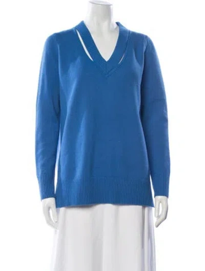 Pre-owned Akris Wool V-neck Sweater In Blue