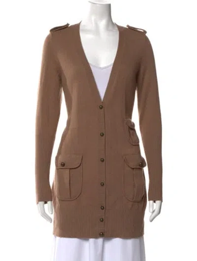 Pre-owned Akris Wool V-neck Sweater In Brown