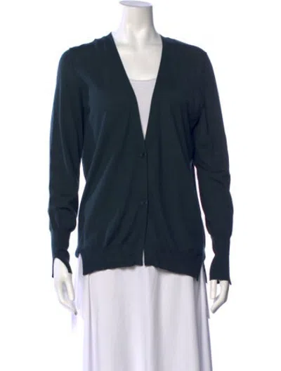 Pre-owned Akris Wool V-neck Sweater In Green